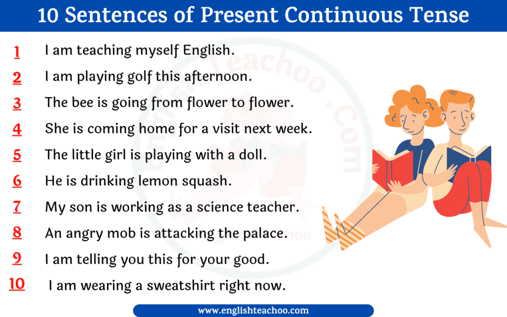 10 Sentences Of Present Continuous Tense Englishteachoo 