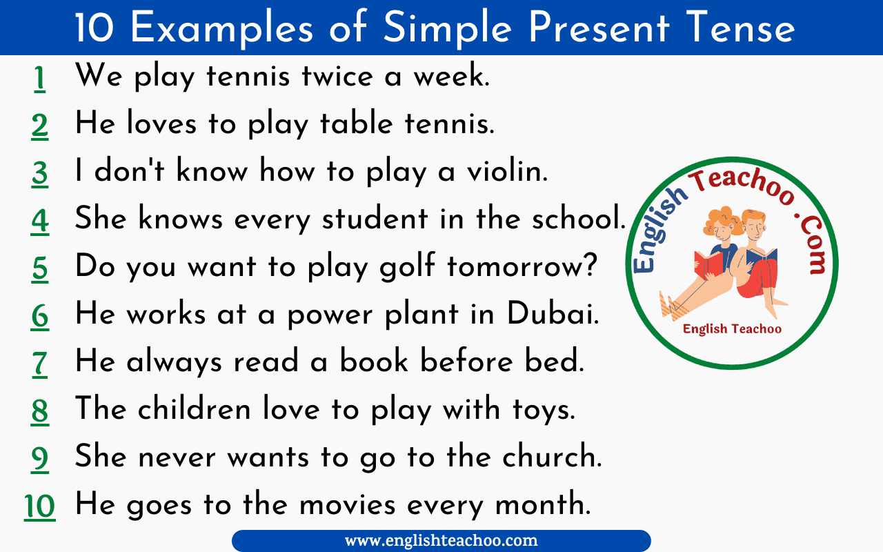 Easy Examples Of Simple Present Tense
