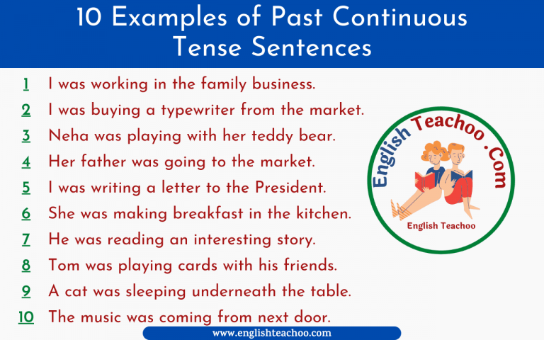 10 Examples Of Past Continuous Tense Sentences Englishteachoo