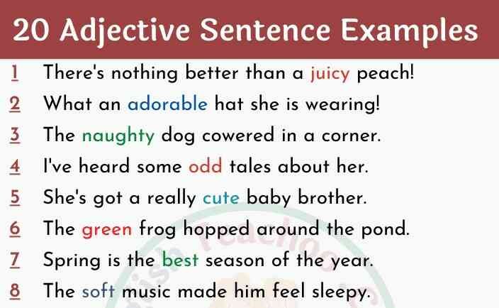20 Adjective Sentence Examples EnglishTeachoo