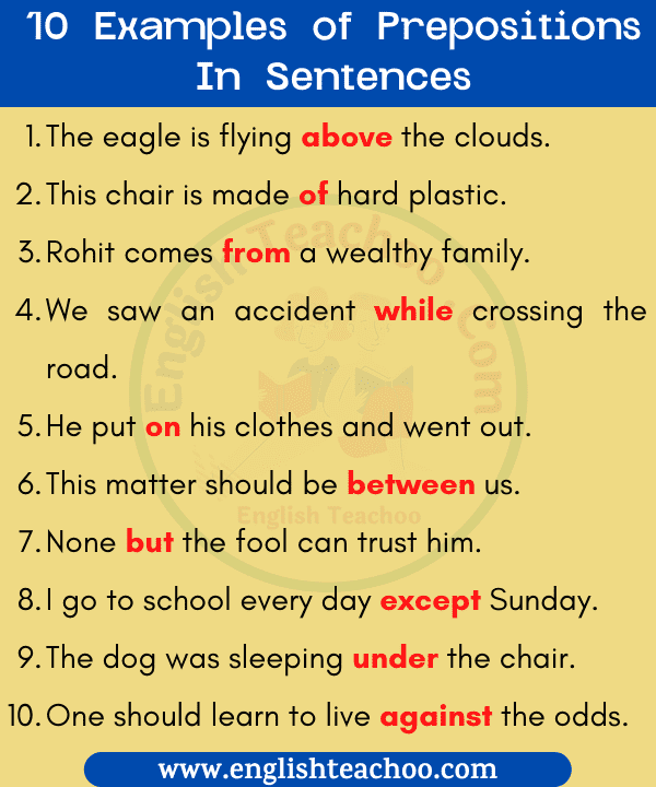 10 Examples Of Prepositions In Sentences EnglishTeachoo