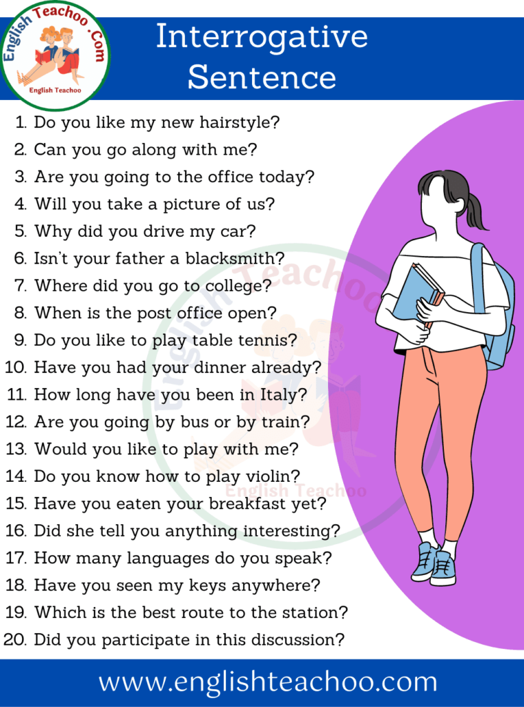 Examples Of Interrogative Sentence EnglishTeachoo