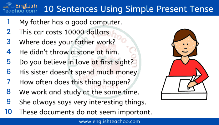 10 Sentences Using Simple Present Tense