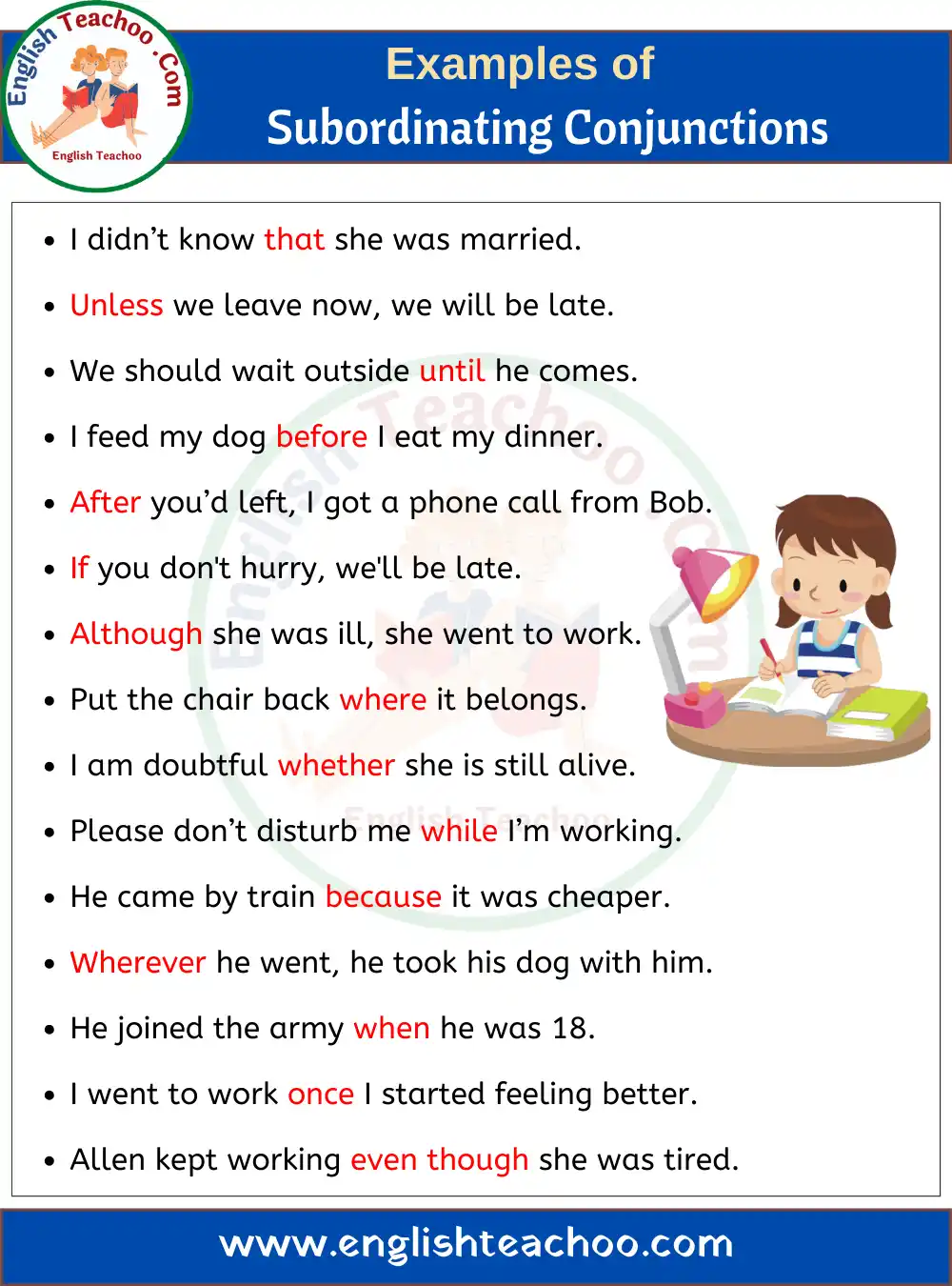 15 Examples of Subordinating Conjunctions 1