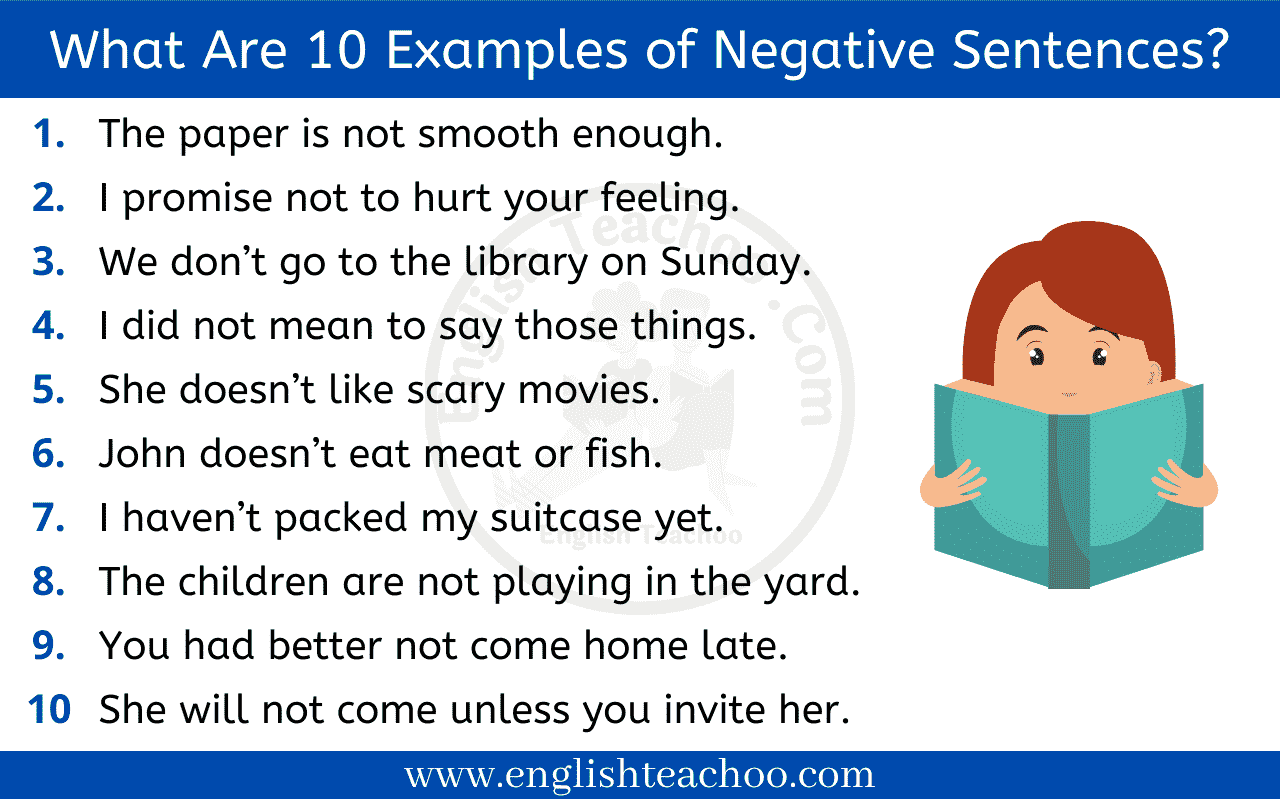 What Are 10 Examples of Negative Sentences