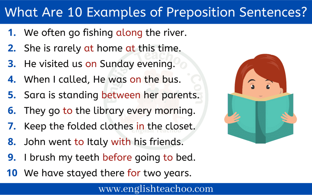 Preposition Examples Sentences With Answers