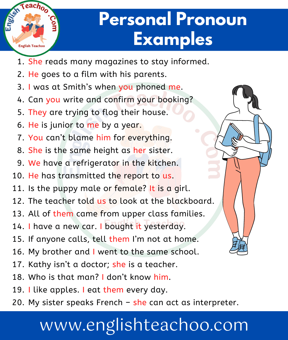 20 Examples Of Personal Pronouns In Sentences EnglishTeachoo