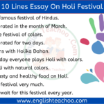 10 Lines On Holi Festival In English