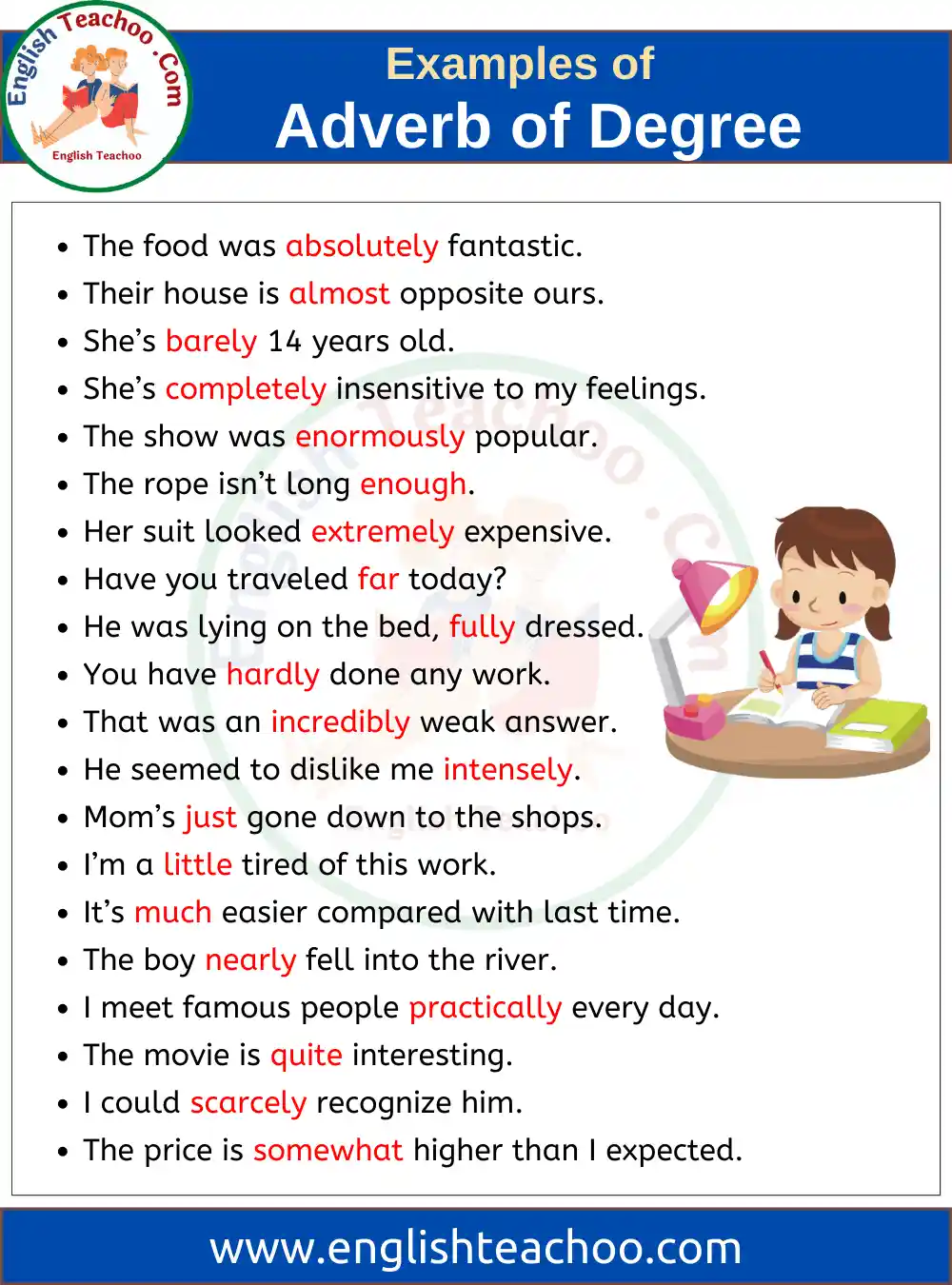 Adverb Of Degree Examples In Sentences EnglishTeachoo