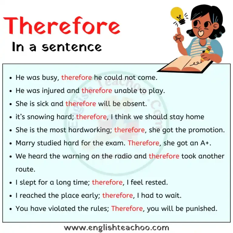 Use therefore in a sentence Examples