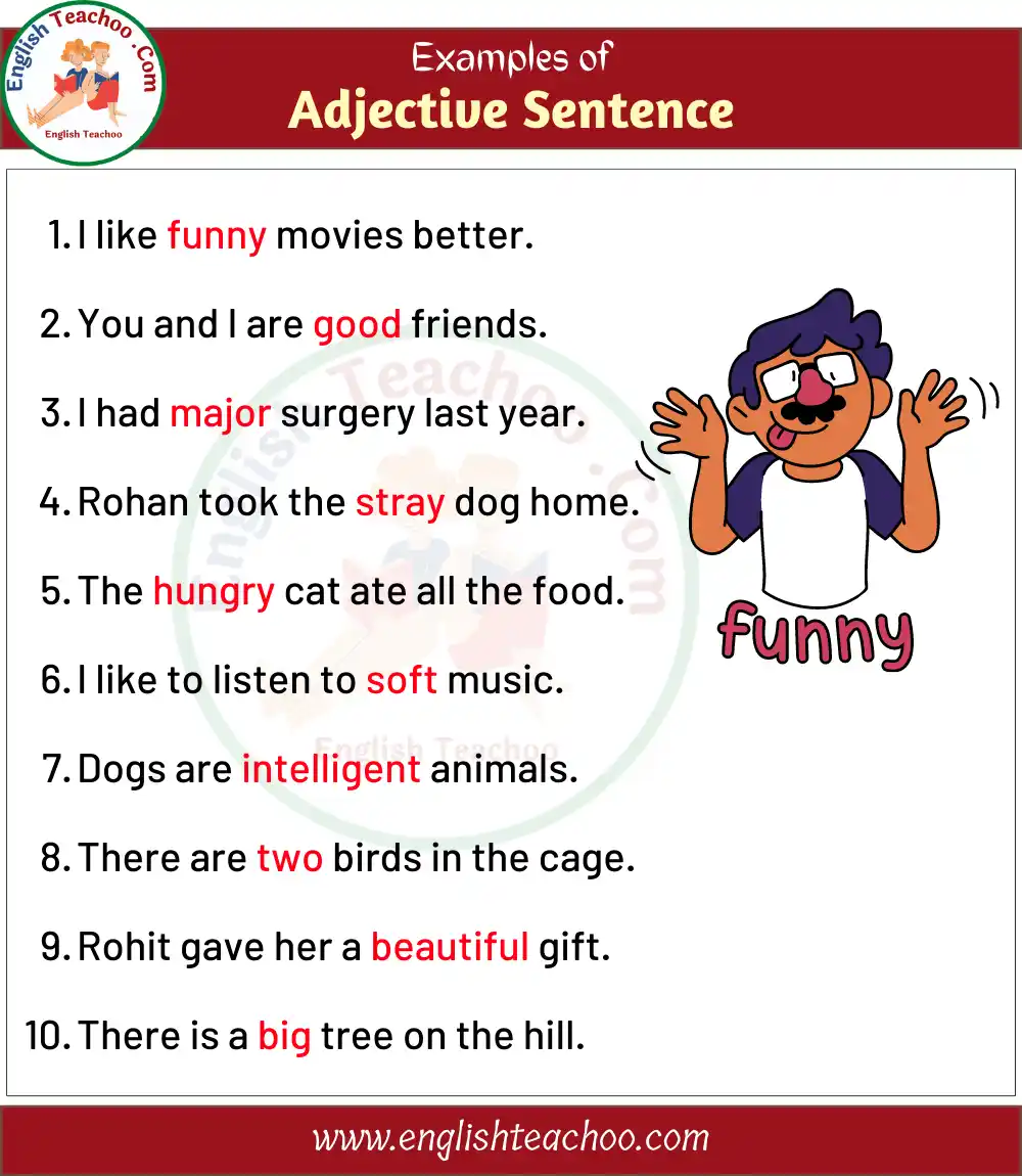 10 Examples Of Adjectives In Sentences Adjective Sentence Examples EnglishTeachoo