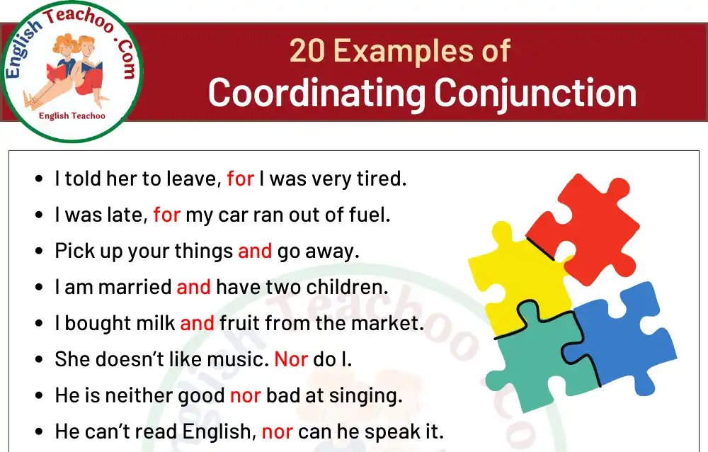 20 Examples of Coordinating Conjunctions In a Sentences