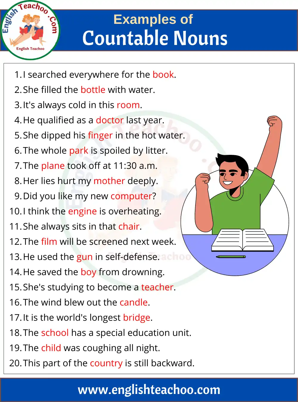 20 Examples Of Countable Nouns In Sentences EnglishTeachoo