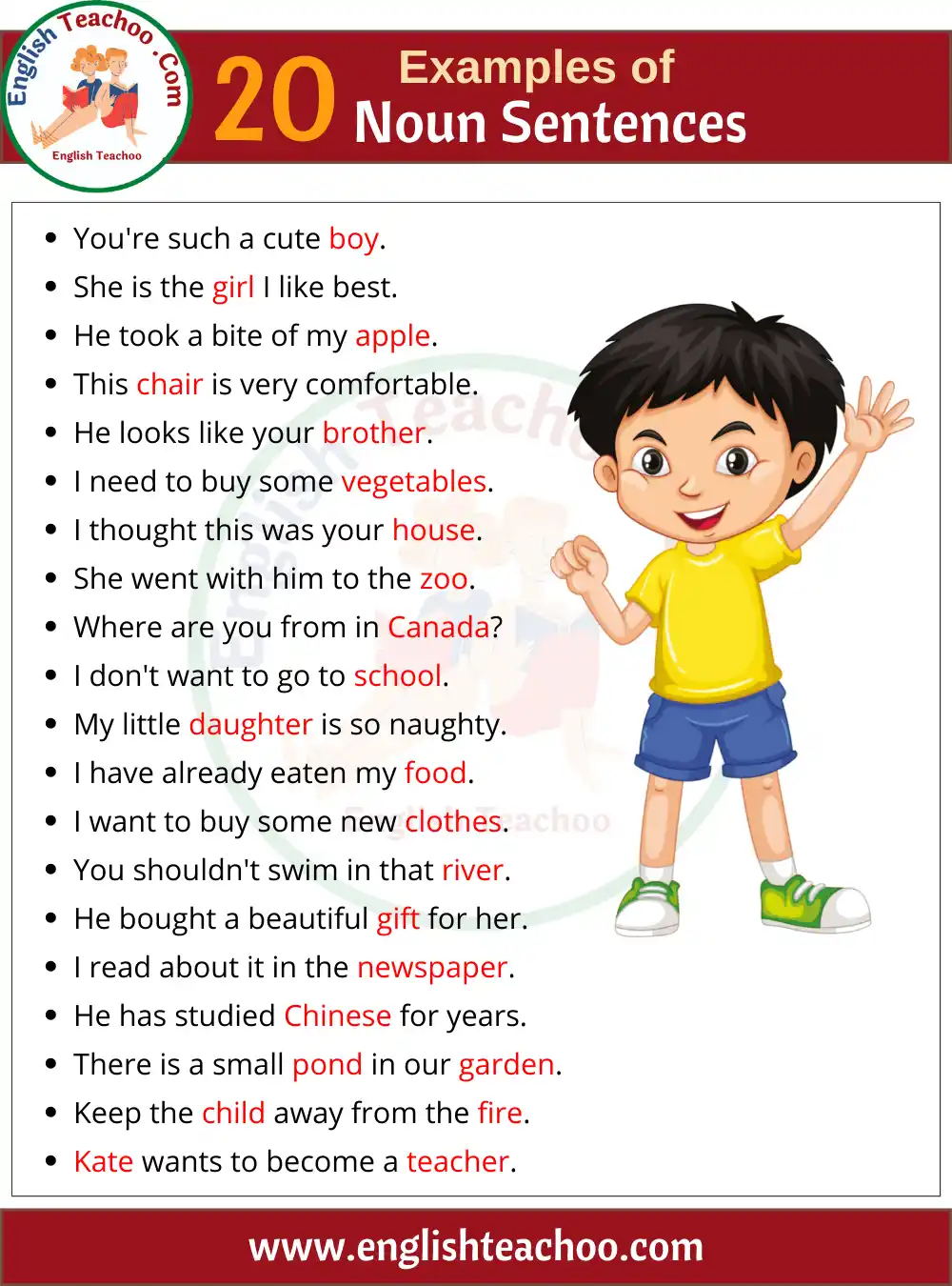 20 Examples of Nouns In Sentences - EnglishTeachoo