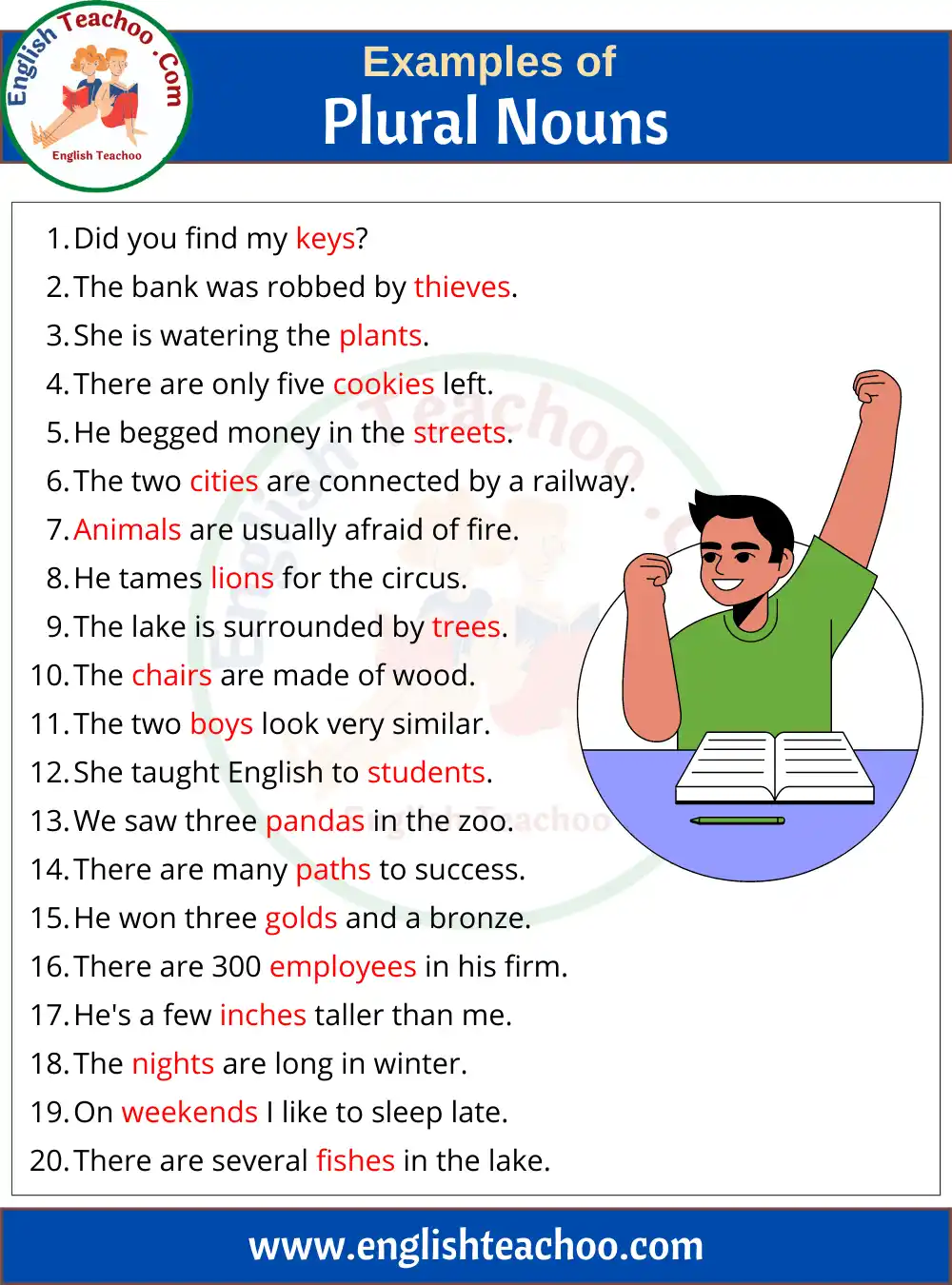 20 Examples Of Plural Nouns In Sentences EnglishTeachoo