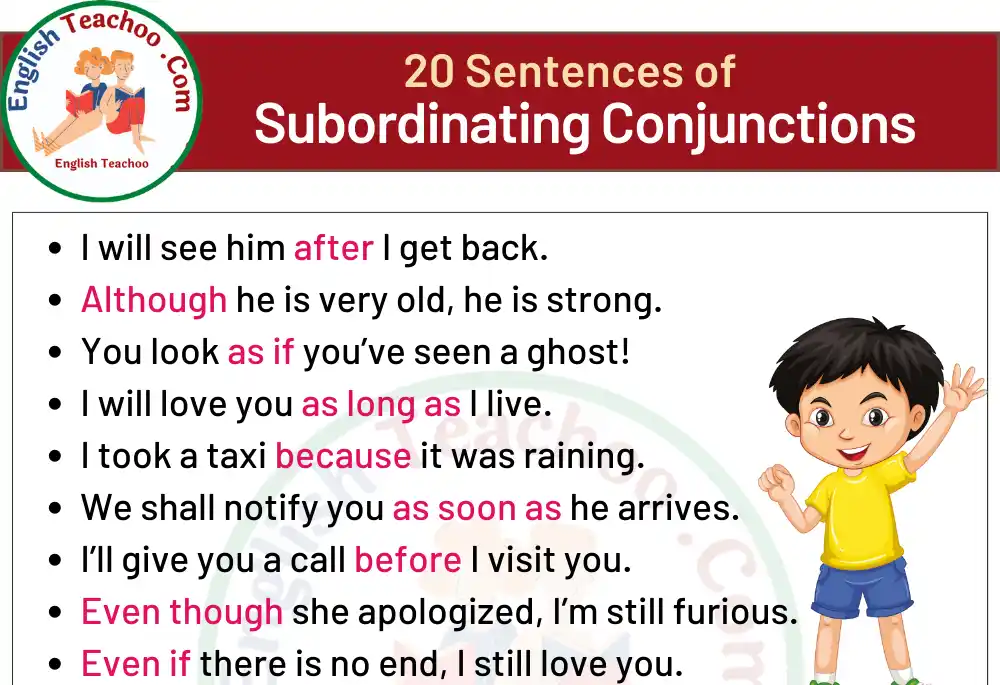 20 Examples Of Subordinating Conjunctions In Sentences EnglishTeachoo