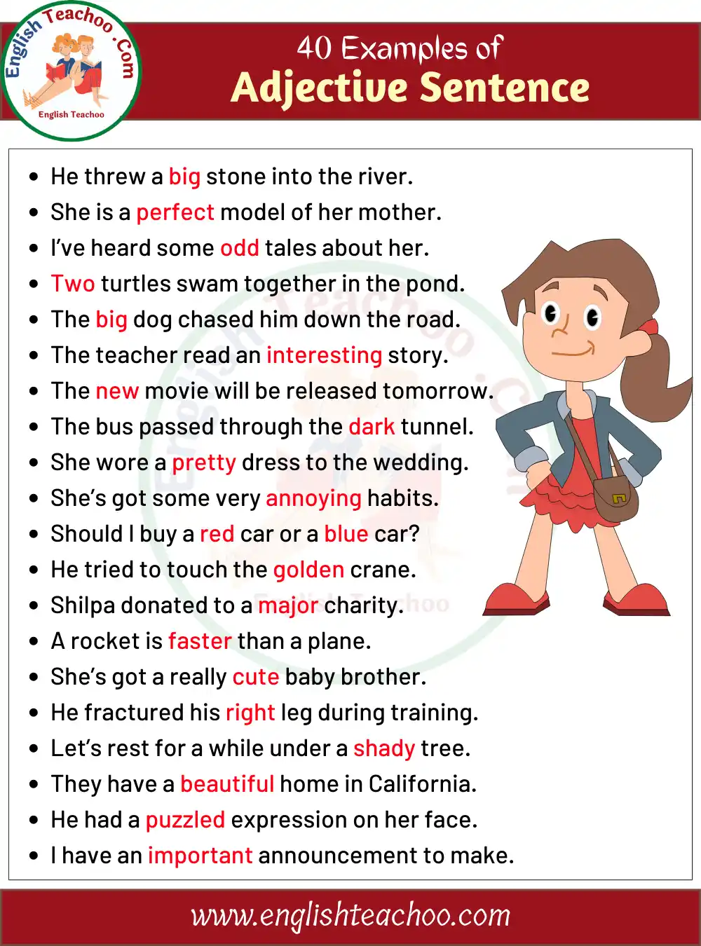 40 Examples of Adjectives In Sentences Adjective Sentence Examples