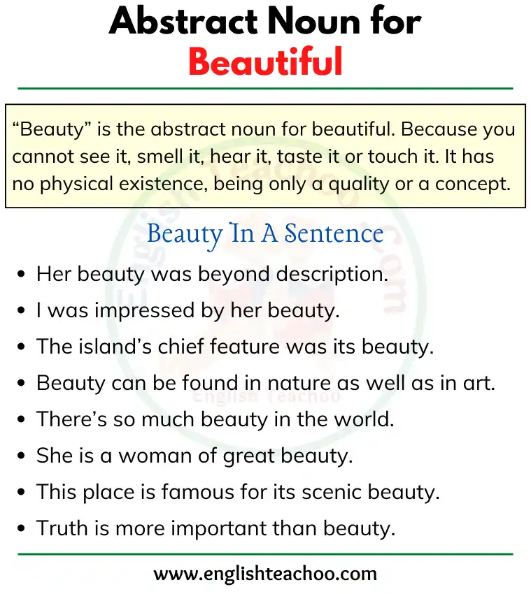 What Is The Abstract Noun For Beautiful EnglishTeachoo