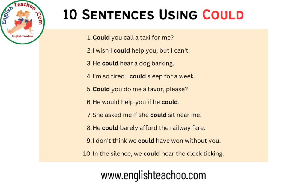 10 Sentences Using Could Could Sentence Examples Englishteachoo 